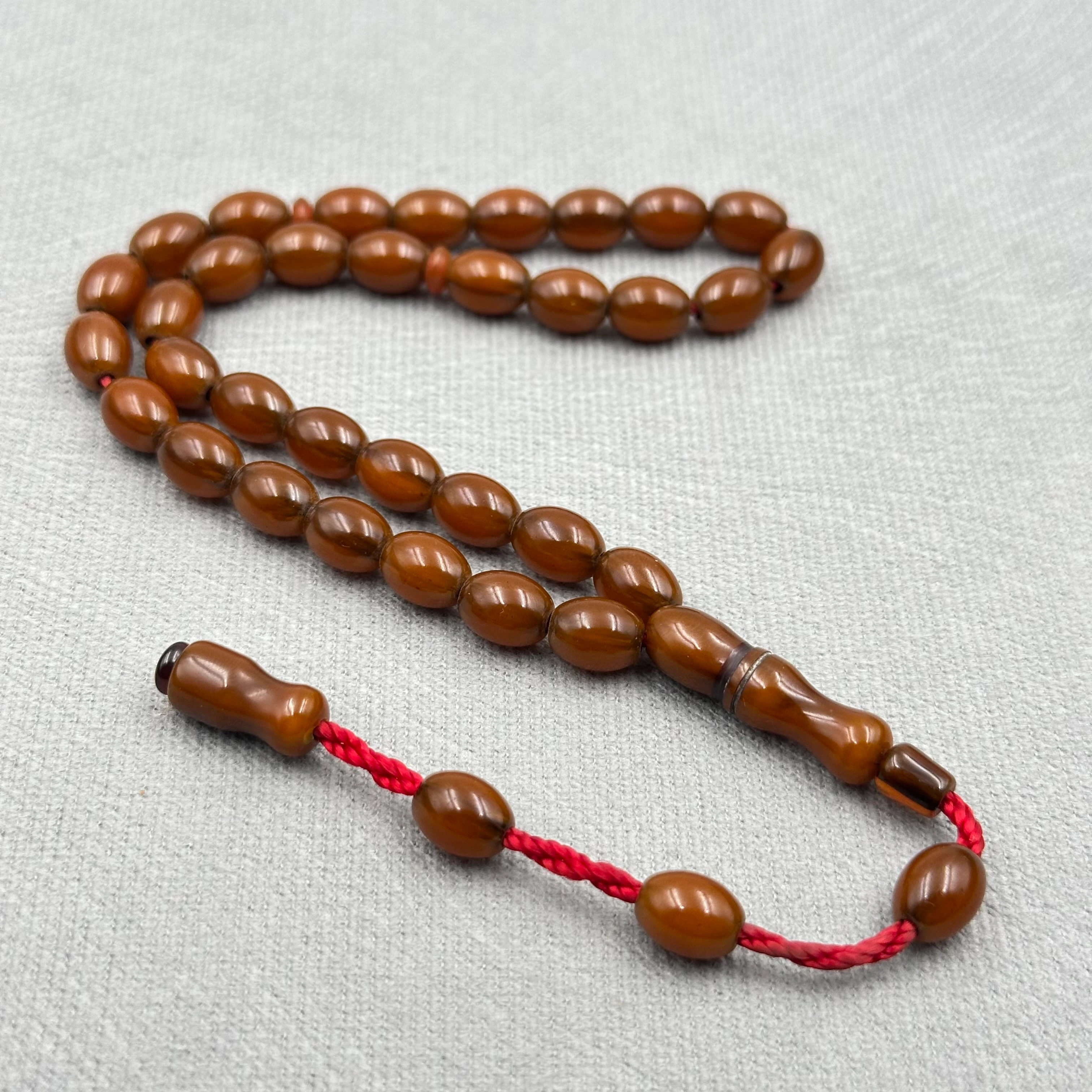 Kestane Kahverengi Parlak Yumurta Kesim Sıkma Kehribar Tespih